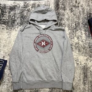Hurley Mens Gray Graphic Pullover Hoodie Sweatshirt Established 1999 Large HMF23